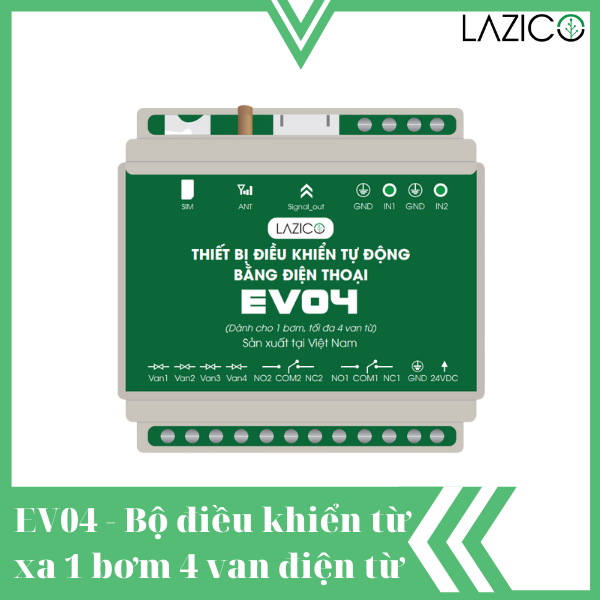 EV04 - Bộ điều khiển tưới tự động 1 bơm 4 van điện từ